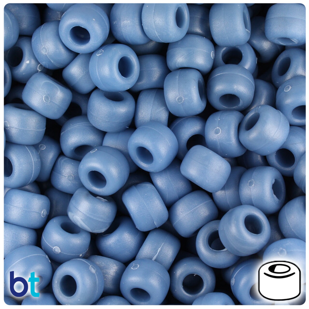 BeadTin Denim Marbled Matte 9mm Barrel Plastic Pony Beads (500pcs)
